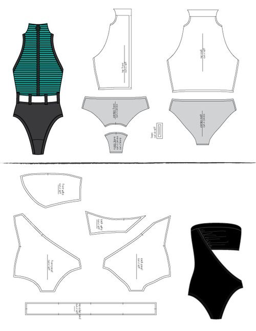 the paper doll is wearing a swimsuit and has one piece cut out to show it's size