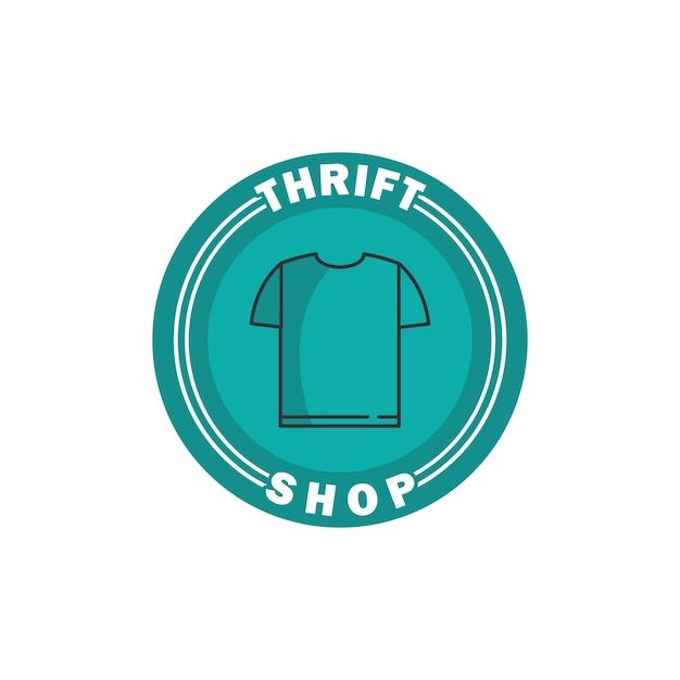 the thrift shop logo with a t - shirt on it's front and back