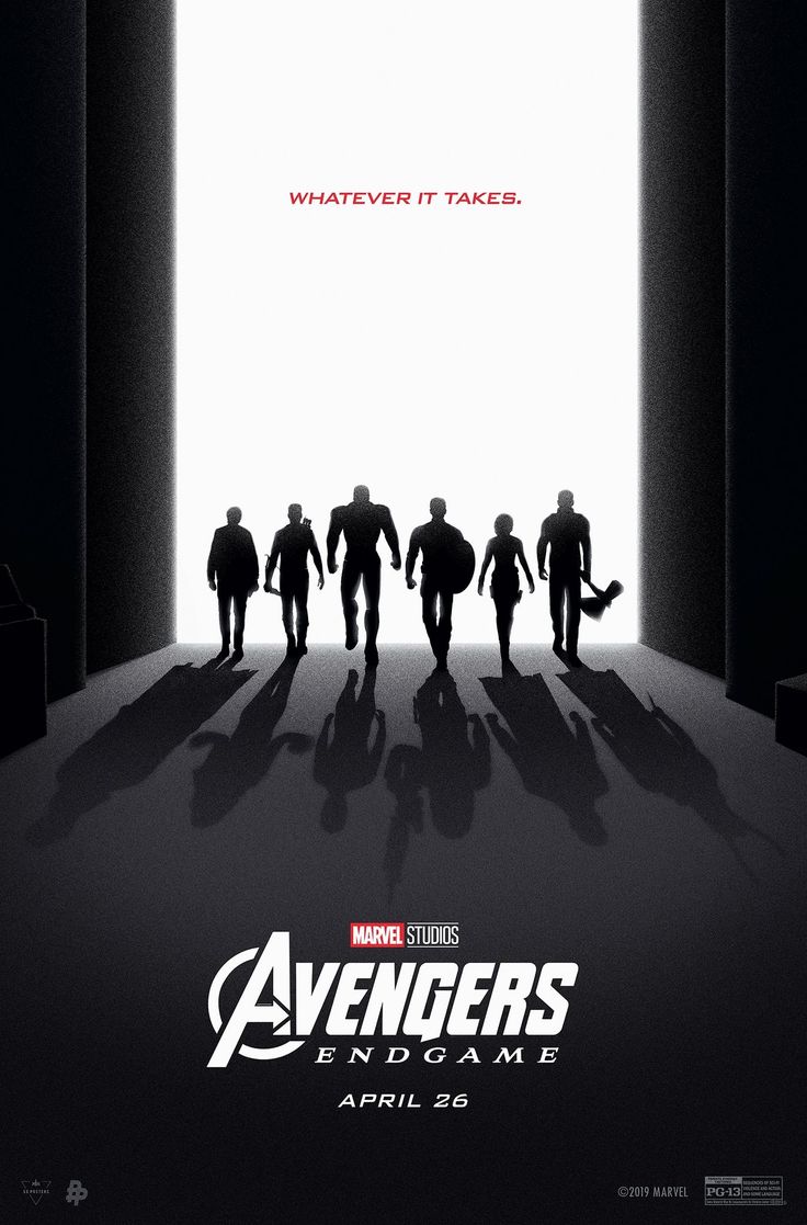 the avengers movie poster for endgame 6 days, with silhouettes of people walking into an open doorway