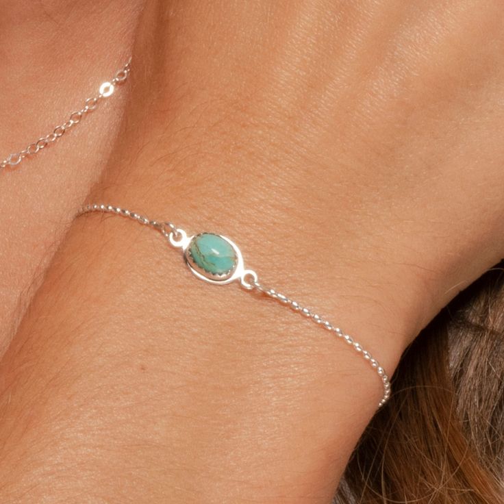 Let our Ria Bracelet captivate you with its entrancing Turquoise! Turquoise balances and aligns all the chakras, stabilizing mood swings and instilling inner calm. It promotes self-realization and assists creative problem solving. Sterling Silver. Bracelet is adjustable up to 8.5". Each piece may vary slightly due to the handmade process. Select from Amethyst, Jade, Labradorite, Lapis Lazuli, Rainbow Moonstone and Turquoise. If you’re sending this directly to the recipient, please let us know if Turquoise Amazonite Bracelet Gift, Spiritual Turquoise Jewelry For Everyday, Everyday Spiritual Turquoise Jewelry, Spiritual Turquoise Gemstone Bracelets, Spiritual Turquoise Gemstone Bracelet, Turquoise Spiritual Hypoallergenic Jewelry, Turquoise Amazonite Bracelet With Spiritual Style, Adjustable Turquoise Bracelet With Birthstone, Turquoise Amazonite Gemstone Beaded Bracelets