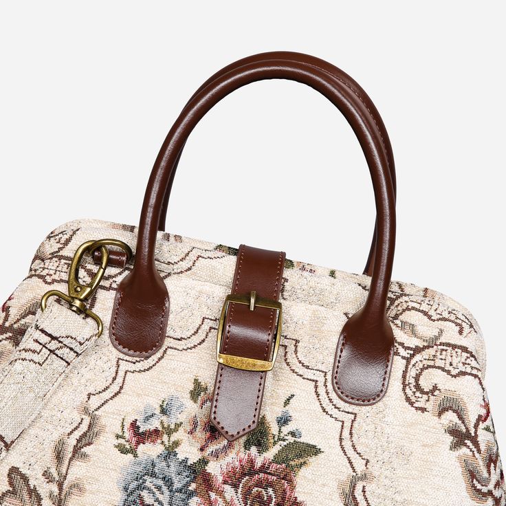 With a nod to the Victorian era, MCW’s freshly combines the classic and elegant design of the traditional carpet bag with a textural and tactile twist.The main body of purse-sized bags is made with thick chenille carpets. The handles and belts are genuine leather with heavy cotton canvas lining. Six bronze stands at the bottom allow the bag to stand stably. Every bag comes with a detachable and adjustable shoulder strap (55 inches) made from the same chenille as the bag and fixed with high-quali Elegant Tapestry Bags For Everyday Use, Vintage Tapestry Bag With Adjustable Strap, Vintage Tapestry Bags With Leather Handles, Elegant Tapestry Shoulder Bag With Leather Handles, Vintage Top Handle Bag With Adjustable Handle, Tapestry Tote Shoulder Bag With Detachable Strap, Tapestry Tote Shoulder Bag With Adjustable Handle, Tapestry Tote Bag With Adjustable Handle, Tapestry Shoulder Bag With Adjustable Strap