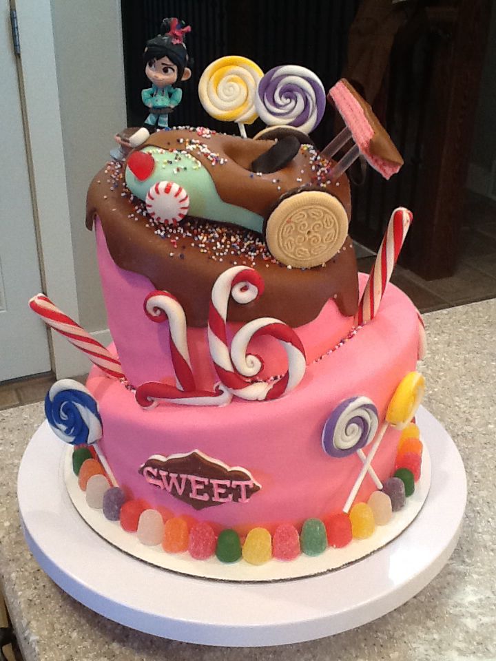 a birthday cake decorated with candy and candies