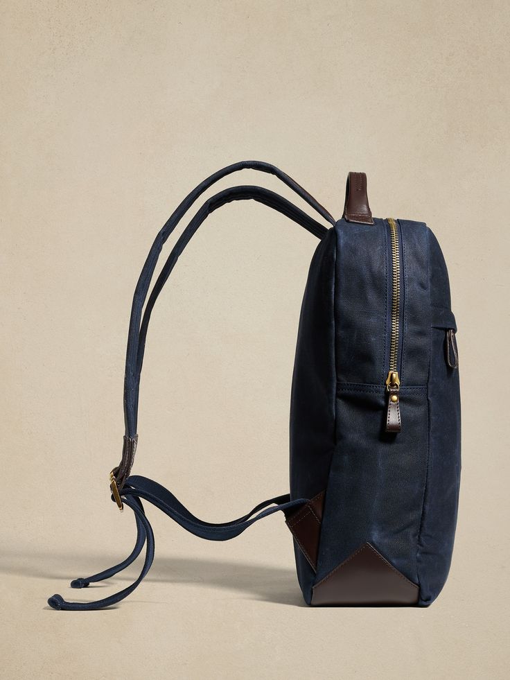 Waxed Canvas Backpack | Banana Republic Factory Functional Leather Backpack With Canvas Lining, Casual Leather Backpack With Waxed Canvas For School, Casual Waxed Canvas Leather Backpack For School, Waxed Canvas Backpack With Leather Handles, Cotton Backpack With Zipper Closure For Everyday Use, Cotton Backpack For Everyday Use, Casual School Backpack With Waxed Finish, Functional Backpack With Canvas Lining, Rugged Everyday Backpack