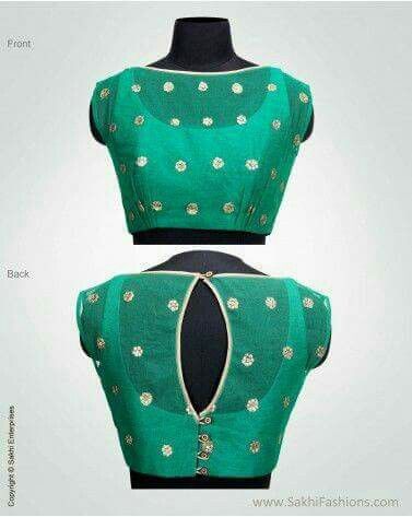 ♡♡♡♡ Green Blouse Designs, Designer Blouses Online, Netted Blouse Designs, Blouse Stitching, Blouse Back Neck Designs, Sari Blouse Designs, Blouse Designs Indian, Red Lehenga, Unique Blouse Designs