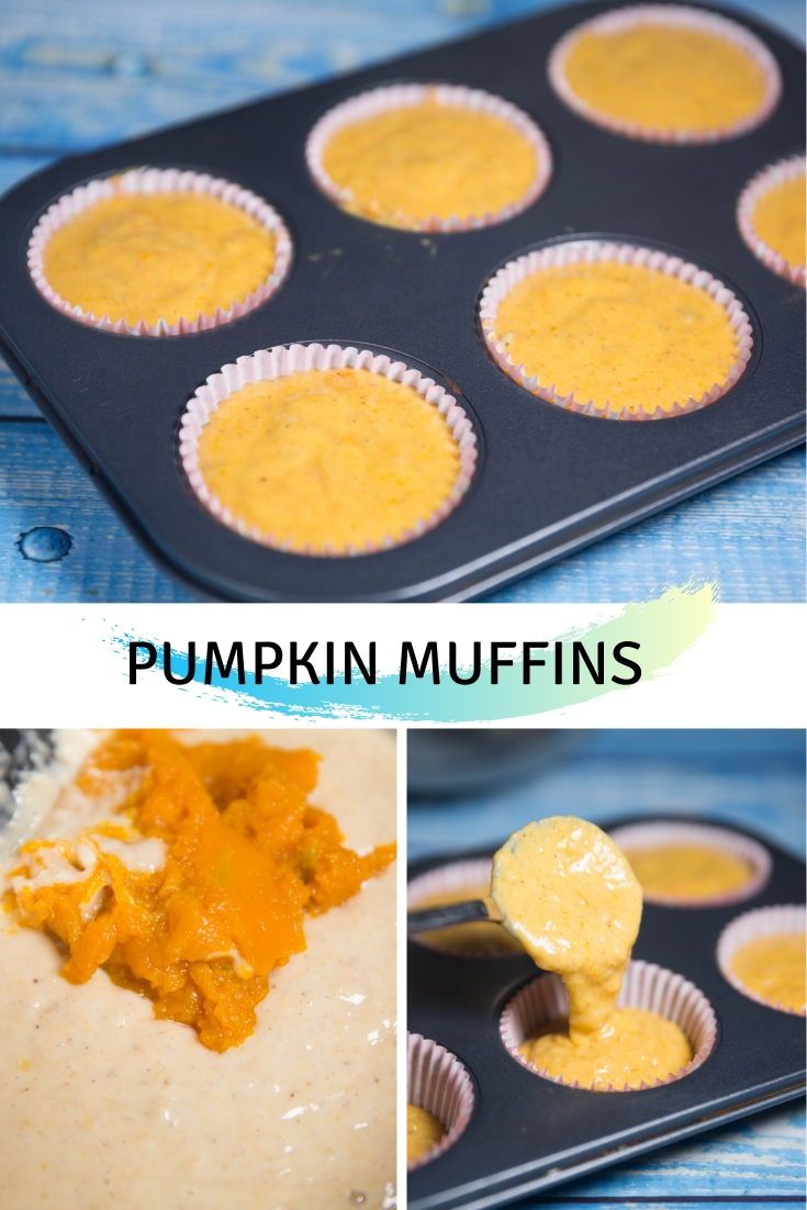 pumpkin muffins are in the pan and ready to be baked into cupcake tins