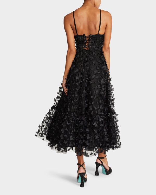 BEAUTIFUL BUTTERFLY MAXI DRESS BLACK | Women's Dresses – Betsey Johnson Black Spring Prom Corset Dress, Black Corset Dress For Prom In Spring, Black Corset Dress For Spring Prom, Black Summer Corset Dress With Boned Bodice, Party Black Corset Dress With Lace-up Back, Black Corset Dress For Spring, Summer Gala Corset Dress With Spaghetti Straps, Elegant Butterfly-shaped Party Dress, Black Spring Corset Dress With Boned Bodice