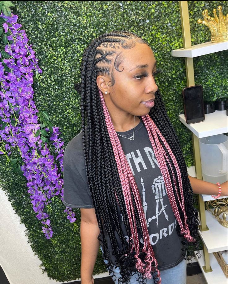 Braided Hairstyles For Black Women Cornrows, Big Box Braids Hairstyles, Feed In Braids Hairstyles, Box Braids Hairstyles For Black Women, Cute Braided Hairstyles, Braided Cornrow Hairstyles, Braids Hairstyles Pictures, Cute Box Braids Hairstyles, Girl Braids