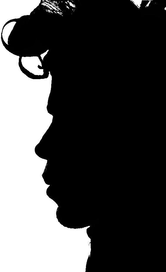 a black and white silhouette of a woman's head