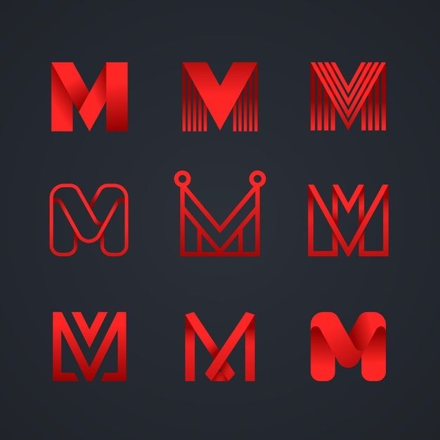 the letter m is made up of different shapes and sizes, including letters that appear to be cut out of red paper