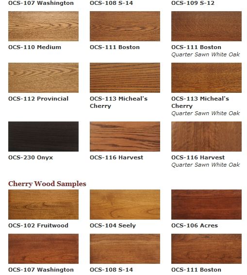 the different types and colors of wood