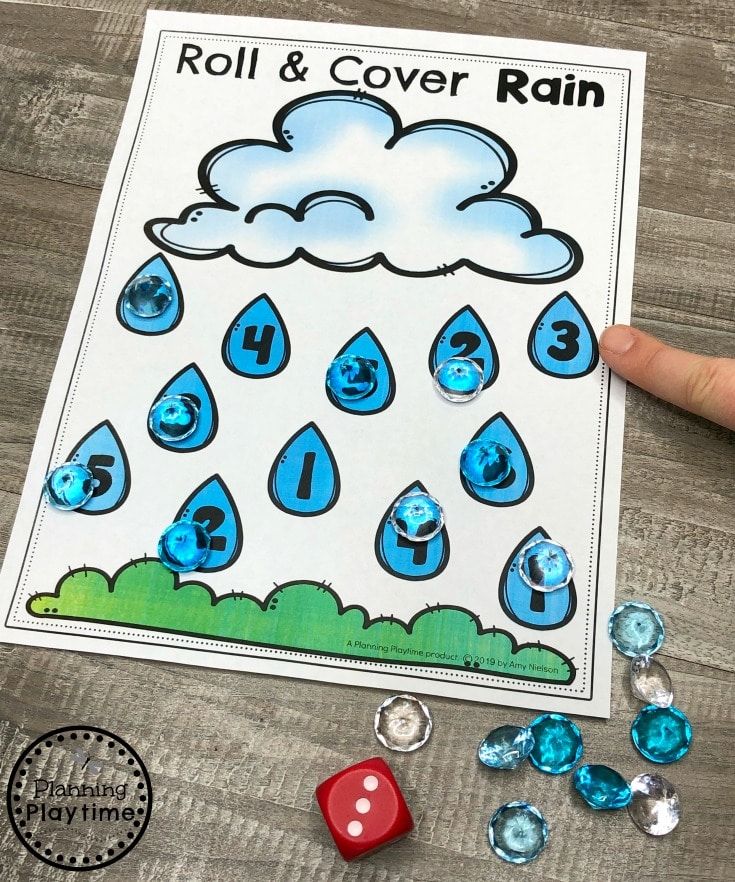 a roll and cover game with rain drops