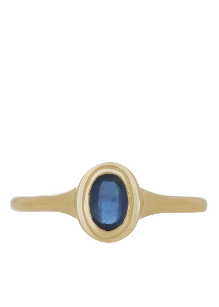 Ondine Ring - Sapphire – Mondo Mondo Formal 14k Gold Sapphire Ring With Oval Cabochon, Classic Yellow Gold Sapphire Ring Oval Cabochon, Classic Oval Cabochon Sapphire Ring With Bezel Setting, Gold Sapphire Ring Oval Cabochon With Polished Finish, Classic Yellow Gold Sapphire Ring With Cabochon, Classic Sapphire Ring With Oval Cabochon Bezel Setting, Classic 14k Gold Sapphire Oval Cabochon Ring, Modern Oval Cabochon Sapphire Ring, Modern Sapphire Ring With Oval Cabochon