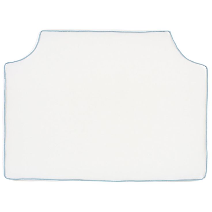 a white place mat with blue trim