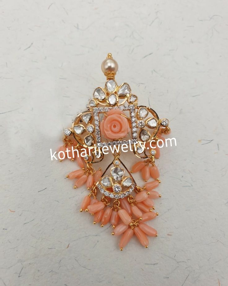 Coral Pendant Indian Gold, Pagadam Jewellery, Coral Pendants, Pendent Gold, Antique Necklace Gold, Coral Jewellery, Diamond Gold Earrings, Coral Jewelry Set, Indian Diamond Jewellery