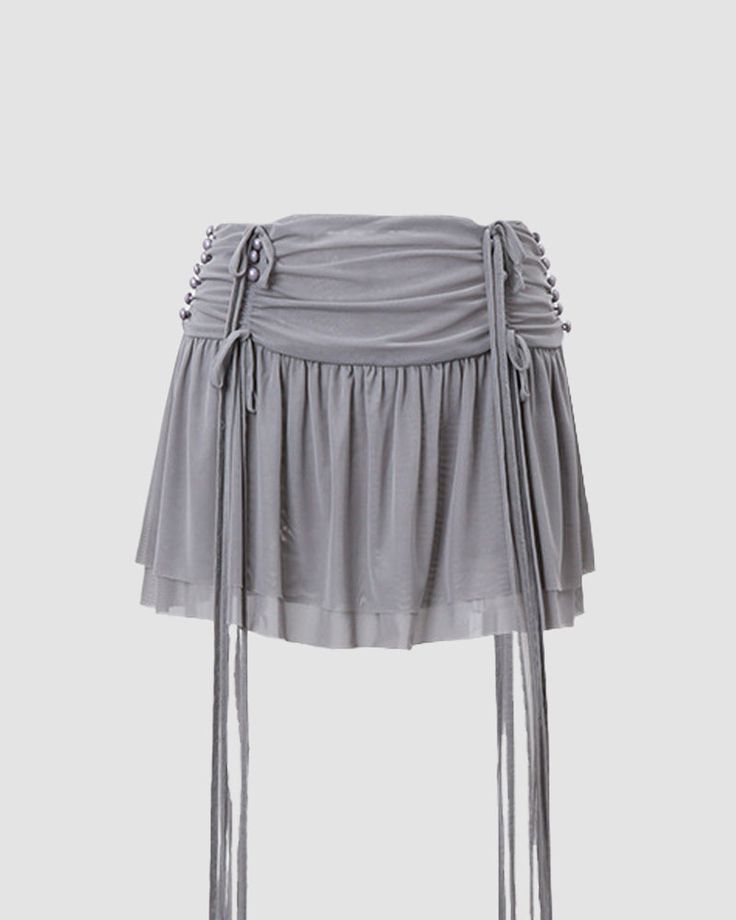 Details: Short skirt with strings designSkirt Length: ShortMaterials:95% Polyester + 5% Spandex Balletcore Mini Skirt With Ruffles, Fitted Fairy Grunge Mini Skirt, Fitted Harajuku Ruffled Mini Skirt, Gothic Mini Skirt With Ruffles, Harajuku Mini Skirt With Ruffled, Tiered Design, Cute Shorts, Gray Skirt, Short Skirt, Ruffle Skirt