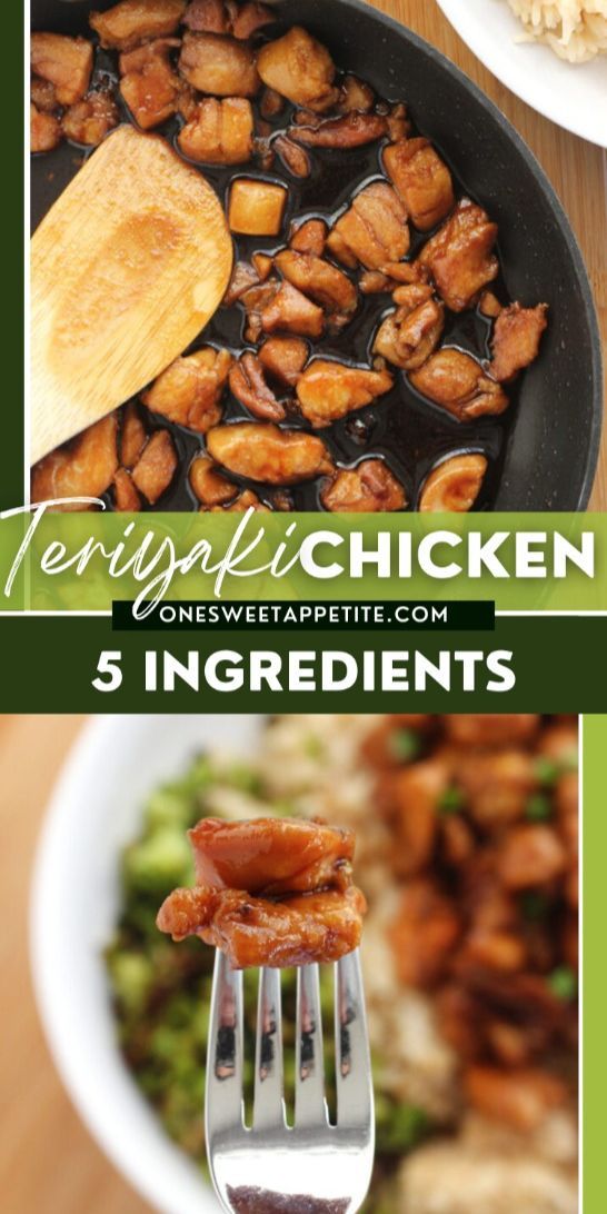 there are three pictures with different foods in them and the title says, teriyapic chicken 5 ingredients