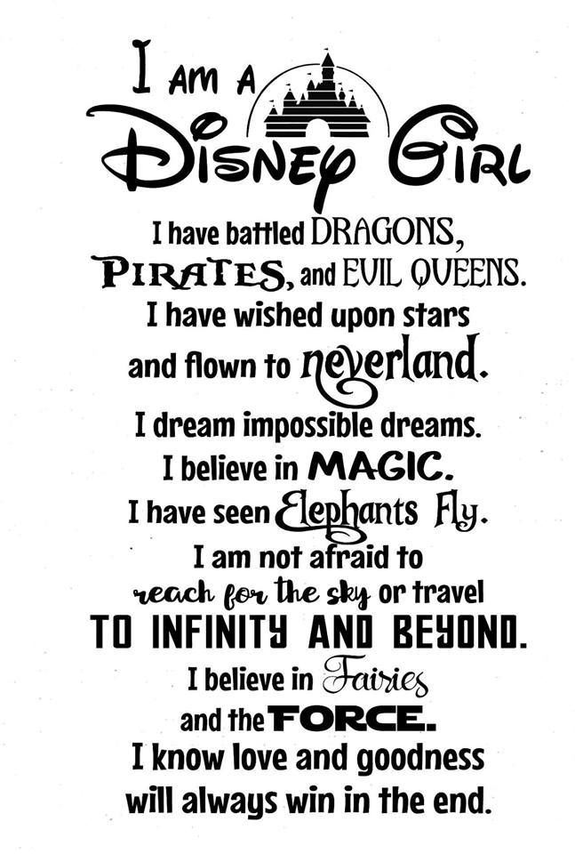 a poem written in black and white with the words i am a disney girl