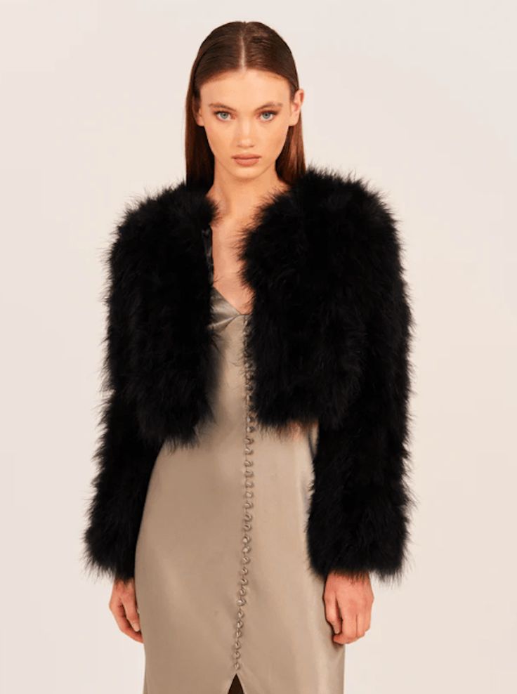 Whether you are looking to make a style statement at your next bash or are on the hunt for the perfect cover up for your wedding dress, it truly doesn’t get much better than this bomber style feather jacket! Available in white or blush Cropped design Handmade with Marabou Feathers Satin Lining Optional hook & eye closure Lightweight Jacket Over Dress, Outer Satin, Cropped Fur Jacket, Black Fur Jacket, Feather Jacket, Winter Must Haves, Strong Shoulders, Cool Jackets, Cropped Style