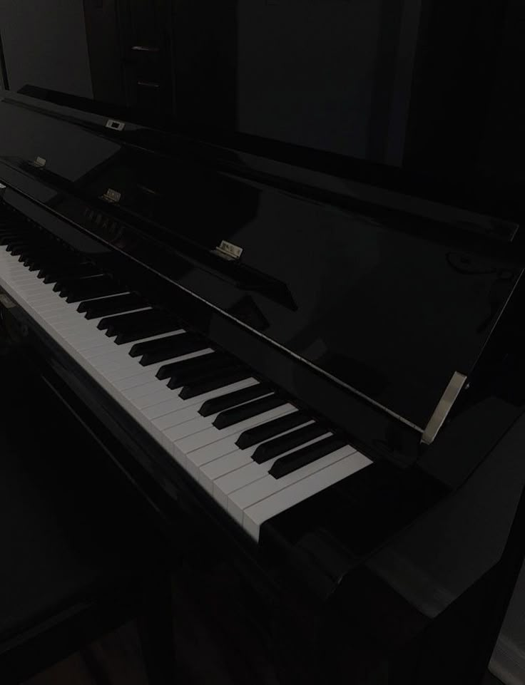 a black piano with white and black keys