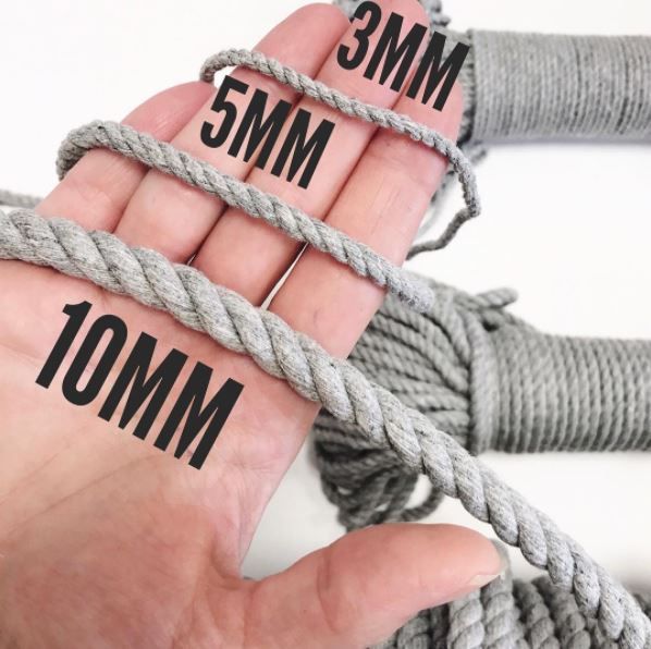 two hands holding ropes with the words 3mm and 10mm on them