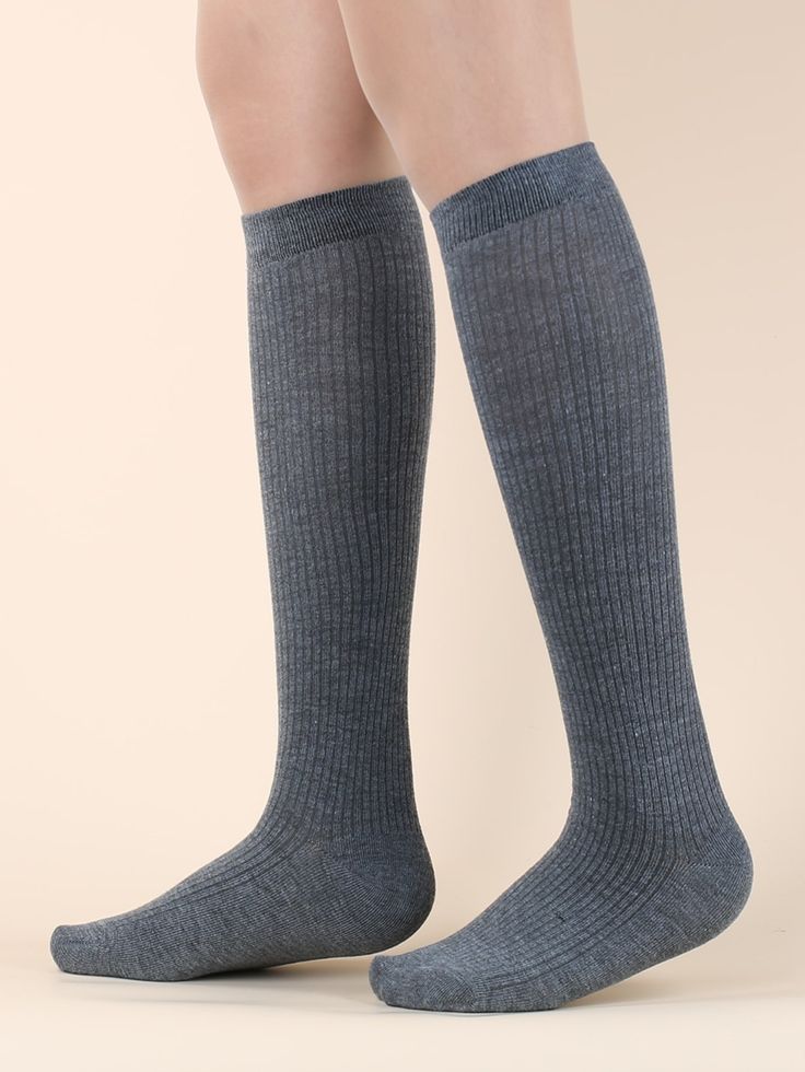 Dark Grey  Collar  Fabric Plain Over the Knee Socks Embellished   Women Socks & Hosiery Grey Knee High Socks, Hufflepuff Oc, Gray Socks, Hogwarts Dr, Grey Socks, Over The Calf Socks, Over The Knee Socks, Stocking Tights, Women Socks