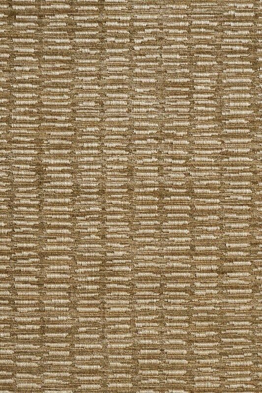 an upholstered brown and beige fabric textured with vertical stripes, closeup