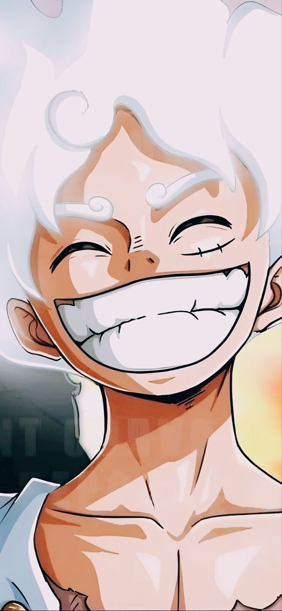 an anime character with white hair and no shirt on, has his eyes closed to the camera