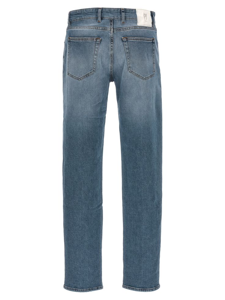 'Swing' stretch cotton denim jeans with zip and button closure, five pockets. Composition: 99% cotton 1% elastane Denim Blue Cotton Jeans With Zip Fly, Straight Leg Cotton Jeans With Five Pockets, Straight Hem Denim Jeans With Five Pockets, Relaxed Fit Cropped Jeans With Five Pockets, Denim Blue Jeans With Zip Fly In Rigid Denim, Medium Wash Standard Cut Jeans, Cotton Jeans With Five Pockets And Straight Fit, Cotton Straight Fit Jeans With Five Pockets, Cotton Straight Fit Jeans