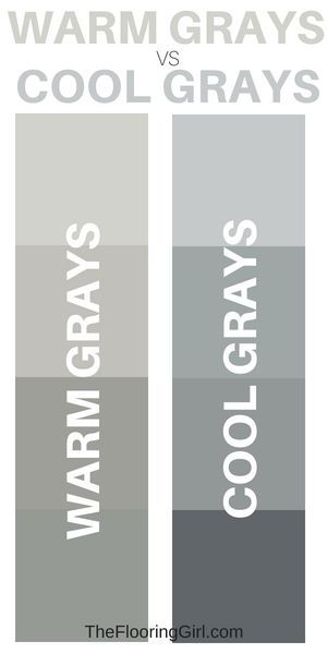 two gray and white labels with the words warm grays versus cool grays