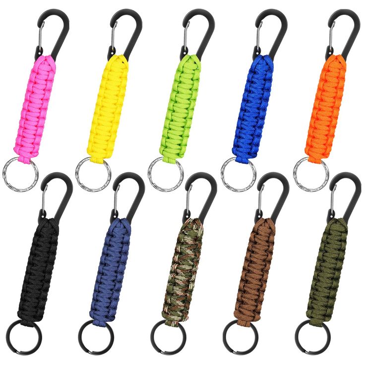 PRICES MAY VARY. What you can get: comes with 10 pieces of paracord keychain in 10 different colors, including yellow, pink, blue, orange, green, navy, camouflage army green, brown, black, army green, enough to share with friends and family Quality material: braided lanyard ring hook clip is made of 7 cores parachute braided nylon lanyard, with metal ring and keychain, nice workmanship with different colors, ideal for your outdoor activities Multi-functional: paracord keychains provide variety o Paracord Braids, Survival Backpack, Ring Hook, Carabiner Keychain, Paracord Keychain, Packing Ideas, Keychain For Men, Keychain Clip, Braided Ring