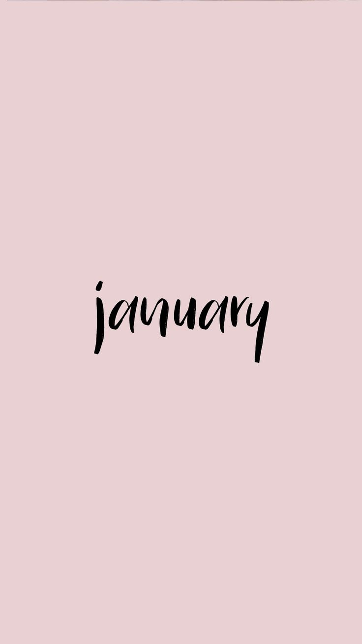 the word january written in black ink on a pink background