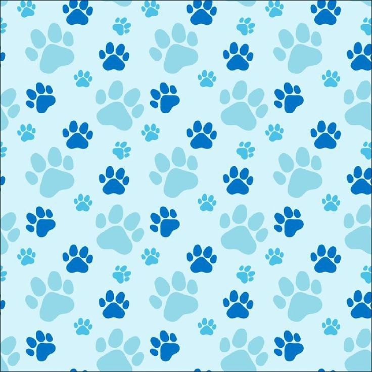 blue and white dog paw prints on a light blue background for wallpaper or fabric