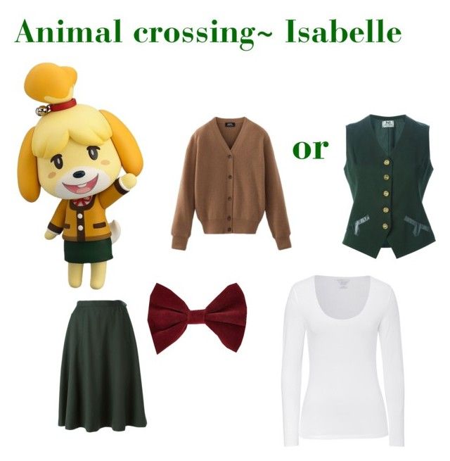 an animal crossing - labelle outfit is shown with bow ties and cardigans