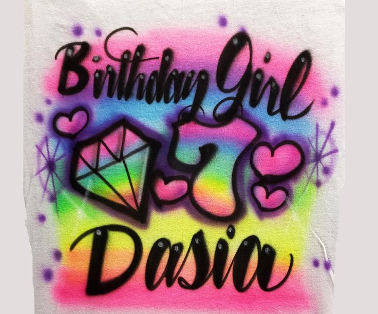 a birthday girl and d & b's t - shirt with hearts on it