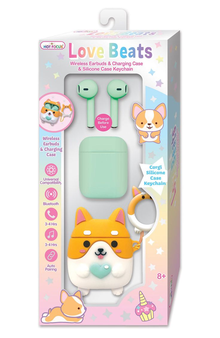 an animal shaped device in the packaging for love beats, with its headphones attached to