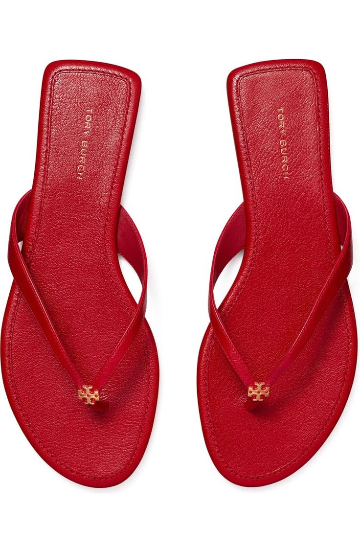 Red Flip Flops, Tory Burch Flip Flops, Pretty Shoes Sneakers, Shoes Heels Classy, Shoes Ideas, Heels Classy, Red Sandals, Fresh Shoes, Shoe Inspo