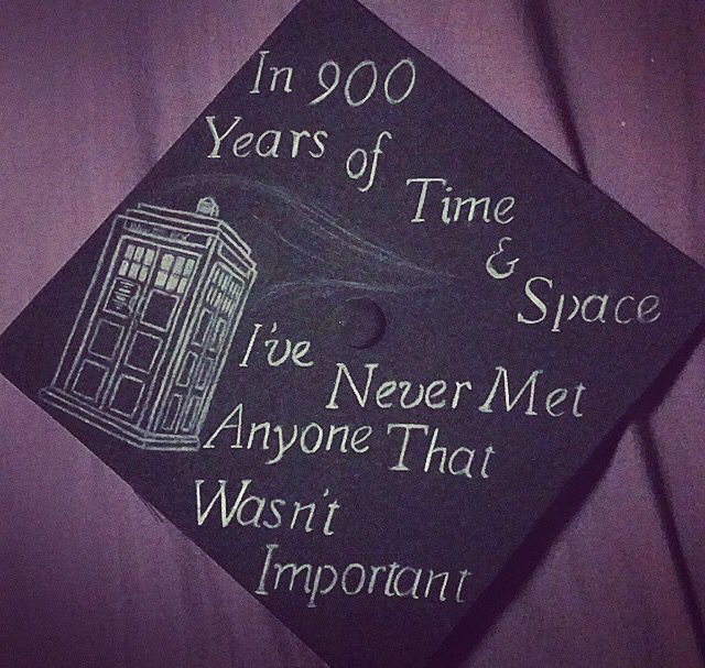 a graduation cap with the words in 90 years of time and space