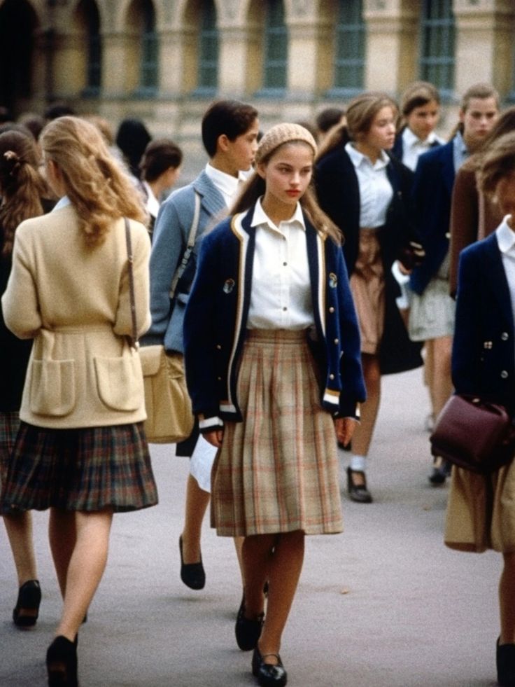 1950s Preppy Style, 70s Preppy Fashion Women, Og Preppy Style, 80s Outfits Preppy, 1950s School Uniform, 90s Preppy Aesthetic, Old Preppy Aesthetic, Preppy 80s Fashion, Celine Womenswear