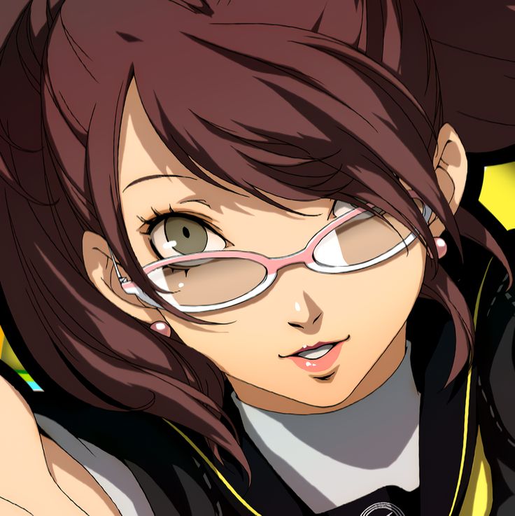 an anime character with glasses and long hair