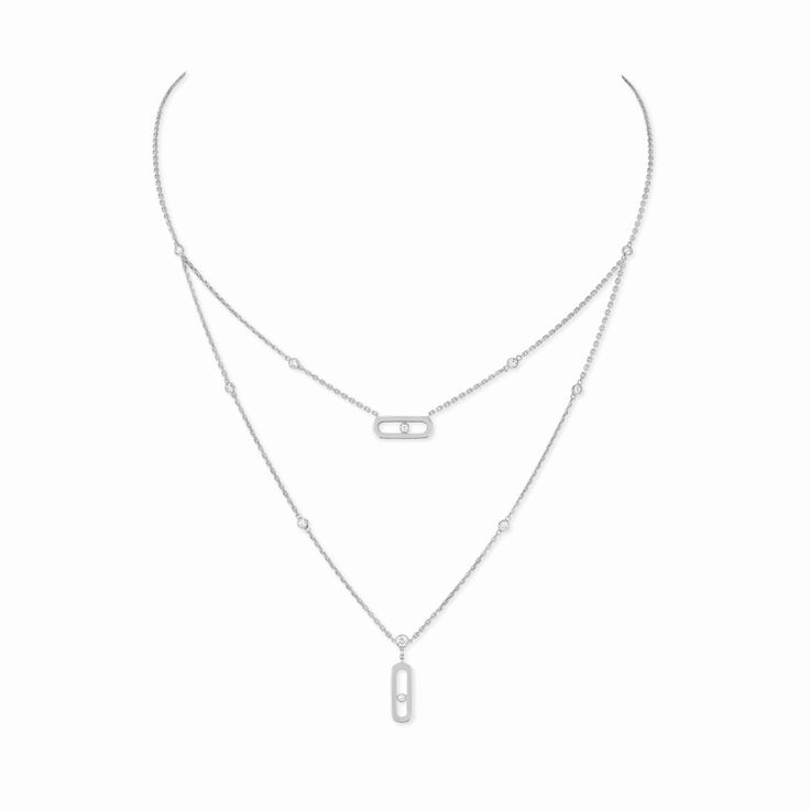 Move One , Gold and diamond necklace | Messika Fine Jewelry Necklace Gold, Messika Move Uno, Messika Jewelry, White Gold Chain Necklace, Gold And Diamond Necklace, Necklace Bar, The Bling Ring, White Gold Necklace, Number 0