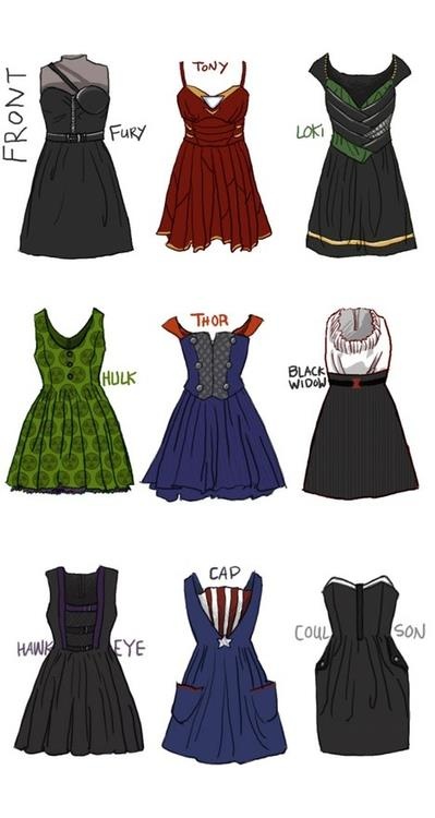 different types of dresses with names on them