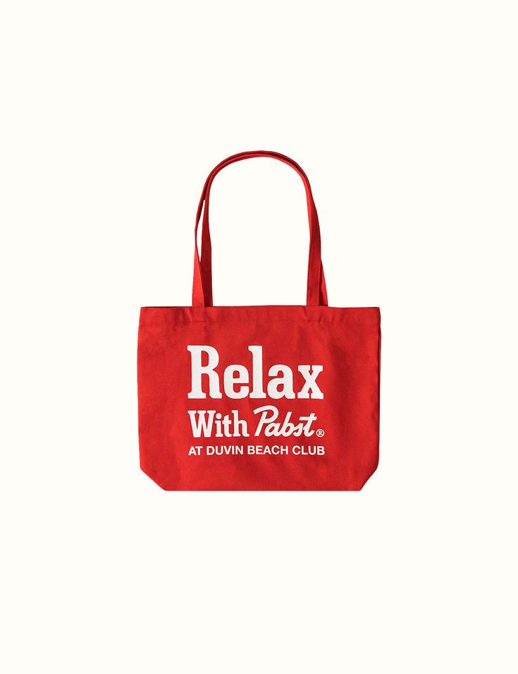 Limited Collaboration Release : Duvin x Pabst Blue Ribbon Beer Canvas Tote Bag Casual Red Bags For The Weekend, Casual Red Bags For Weekend, Casual Red Bag For Weekend, Casual Red Weekend Bag, Red Rectangular Weekend Bag, Red Rectangular Bag For Weekend, Rectangular Red Weekend Bags, Pabst Blue Ribbon Beer, Pabst Blue Ribbon