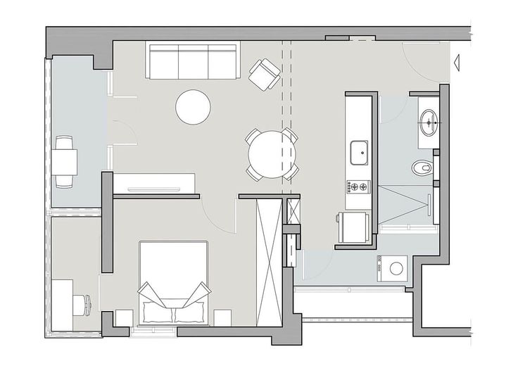 the floor plan of a studio apartment