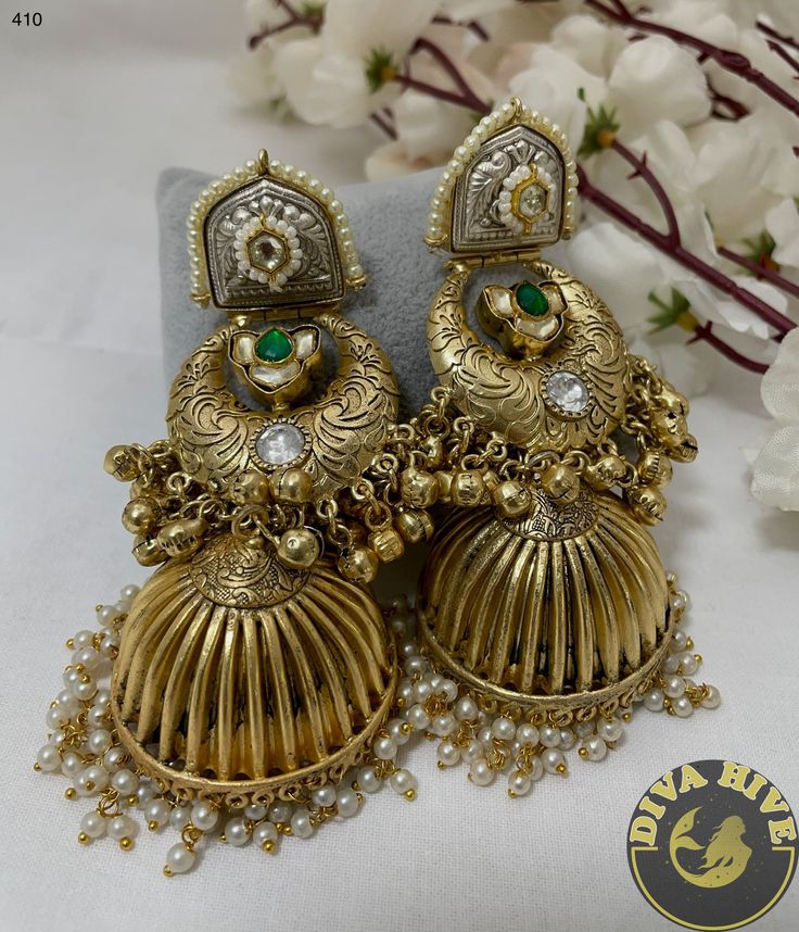 Craft Chaand Jhumka | Silver Jhumka | Diva Exclusive Earring - Earring -925Silver, Diva Exclusive, Earing, Earring, Fusion - Divahive Fusion Style Chandbalis With Latkans For Celebration, Traditional Dual-tone Bridal Earrings For Festive Occasion, Wedding Silver Chandbalis With Intricate Design, Silver Jhumkas For Wedding And Festive Occasions, Traditional Dual-tone Earrings For Wedding, Festive Silver Jhumkas For Wedding, Temple Style Dual-tone Wedding Earrings, Festive Silver Bridal Earrings With Latkans, Dual-tone Kundan Jhumkas For Wedding