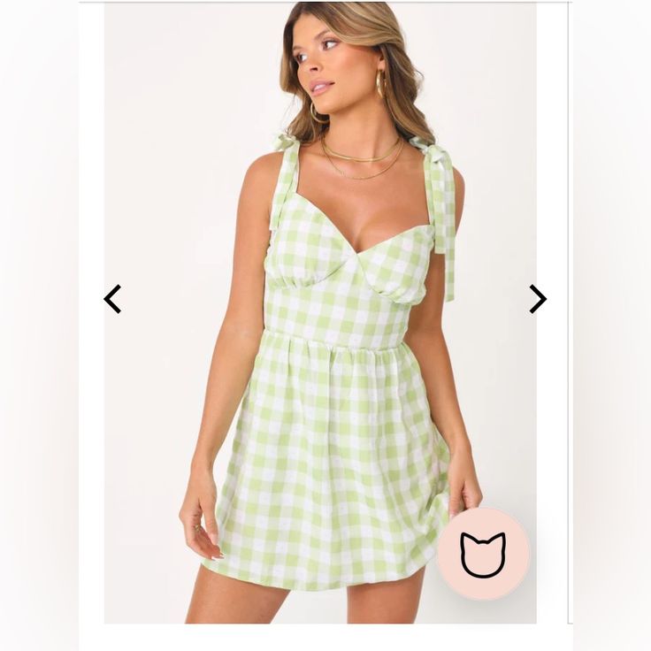 Size M Nwt!! Tried On Once Tea Time Mini Dress White And Green Gingham Print Dress Mini Length Fully Adjustable Shoulder Tie Straps Sweetheart Neckline Seemed In Bust Cups With Sheering At Under Bust Smocked Back Bodice Panel Sheered In Skirt Fulling Lined No Hardware Cute Kittenish Dress By Jessie James Decker Green Summer Mini Dress For Picnic, Casual Green Mini Dress For Picnic, Sleeveless Plaid Dress For Summer Brunch, Sleeveless Summer Plaid Dress For Brunch, Green Cotton Mini Dress For Picnic, Casual Sleeveless Plaid Dress For Brunch, Cute Summer Plaid Mini Dress, Chic Green Mini Dress For Picnic, Casual Plaid Dress For Summer Brunch