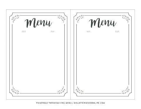 two blank menus with the word menu on each side and an ornate border around them