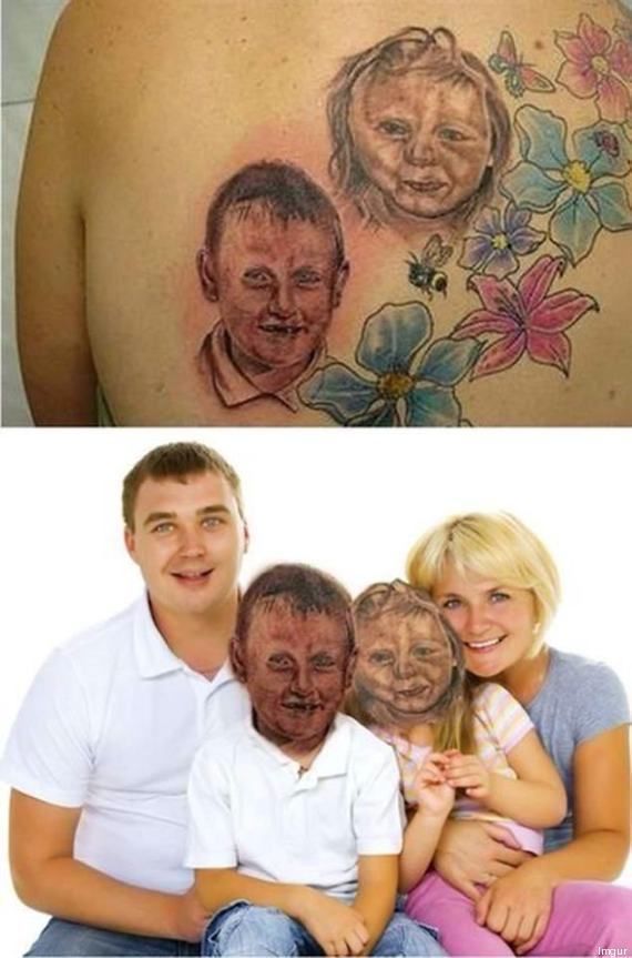 two pictures of people with faces and flowers on their back