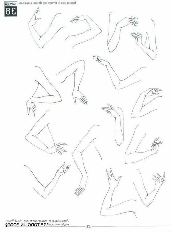 an instruction manual for how to draw the body and hands in three different positions, with instructions