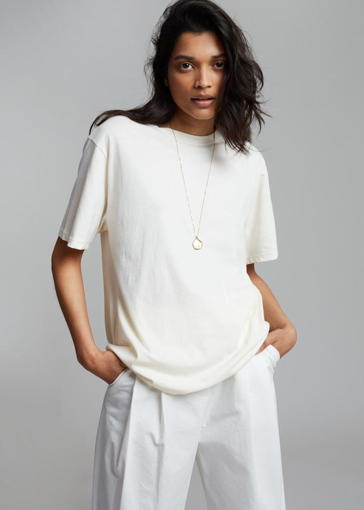 Lilou Simple Tee - Sea Salt top The Frankie Shop The Frankie Shop, Frankie Shop, Simple Tees, Crew Neckline, Tunic Tops, Relaxed Fit, Womens Tops, Women's Top, How To Wear