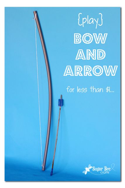 a bow and arrow on a blue background with the words play bow and arrow for less than 4